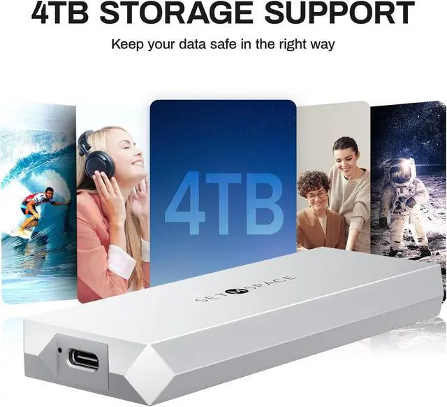 Alt view image 5 of 5 - NVME Enclosure ['Tough Guy' Quality], 20 Gbps M.2 Enclosure for M-Key PCIe NVME, Solid Aluminium Alloy SETMSPACE M.2 Enclosure with USBC/A Cable, Screw Fixed SSD Enclosure for 2230/2242/2260/2280