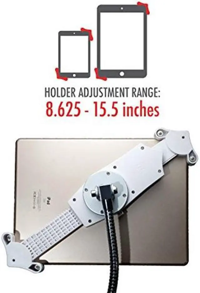 Alt view image 5 of 5 - Gooseneck Floor Stand - CTA Heavy-Duty Height-Adjustable Rotating Tablet Base for iPad 7th/8th/9th Gen 10.2" - Air 4 - 12.9" - Pro 11" - Surface Pro 4 - Zebra & Other 7-13" Tablets - Silver (PAD-HFS)