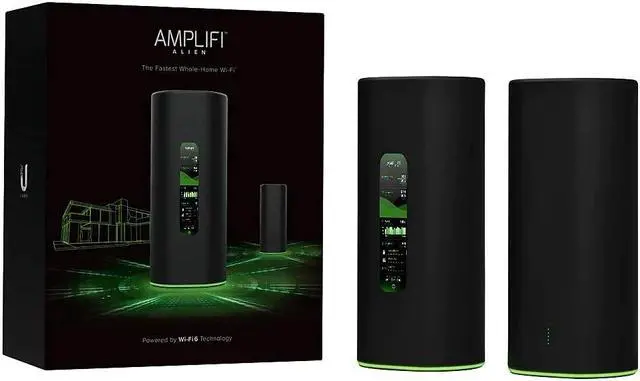 Alt view image 2 of 5 - AmpliFi Alien WiFi 6 WiFi System, Seamless Whole Home Wireless Internet Coverage, WiFi Router with Touchscreen Display, 4 Gigabit Ethernet Ports, Ethernet Cable, and MeshPoint
