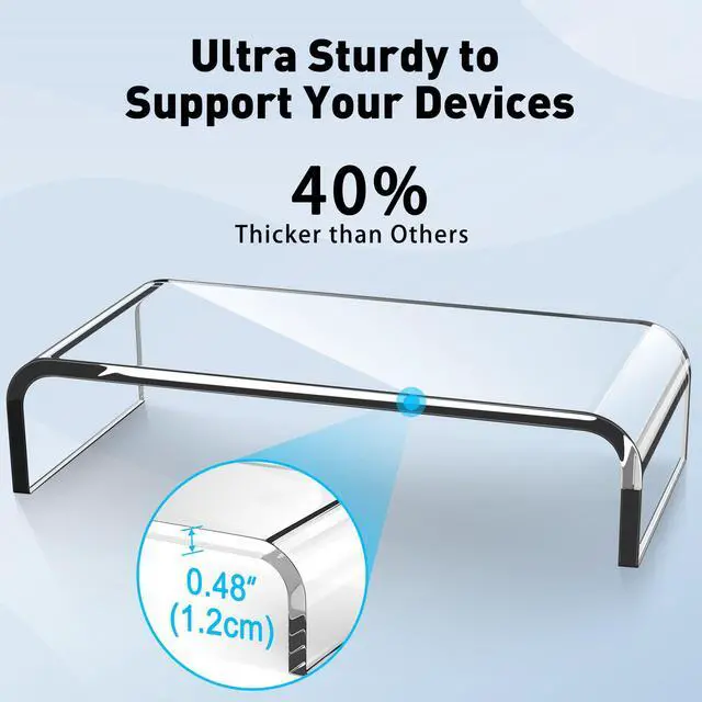 Alt view image 5 of 5 - AboveTEK Acrylic Monitor Stand, Premium Large Monitor Riser 20 inch, Crystal Clear Acrylic Computer Stand Laptop Desk Stand for Home Office Printer TV Screen Keyboard Storage