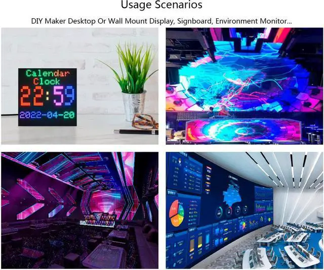 Alt view image 3 of 5 - 64x64 4096 Pixels RGB Full-Color LED Matrix Panel 2.5mm Pitch, Adjustable Brightness Chainable Design,Display Text/Colorful Image/Animation, Compatible with Raspberry Pi / Raspberry Pi Pico / ESP32