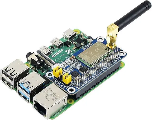 Alt view image 4 of 5 - waveshare SX1262 LoRa HAT for Raspberry Pi 915MHz Frequency Band Data Transmission up to 5km Support Auto Repeating to Transmit Longer Wake on Radio Wireless Config Carrier Sensing Communication Key