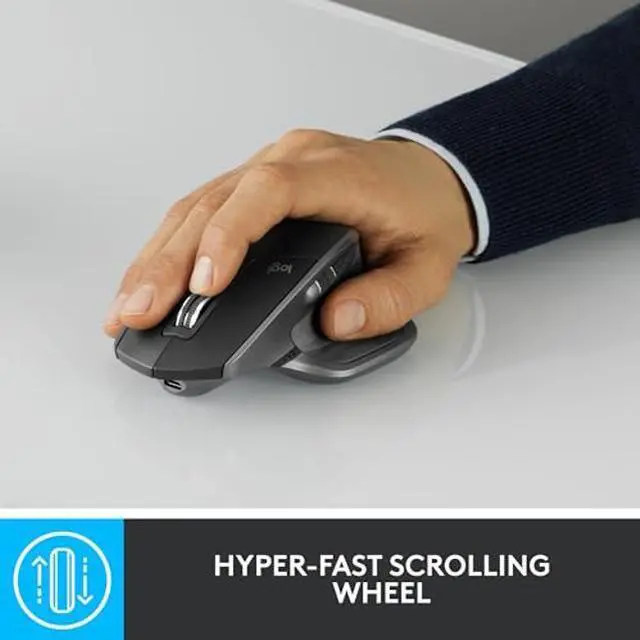 Alt view image 4 of 5 - Logitech MX Master 2S Wireless Mouse - Hyper-Fast Scrolling, Ergonomic, Rechargeable, Control 3 Computers, Graphite