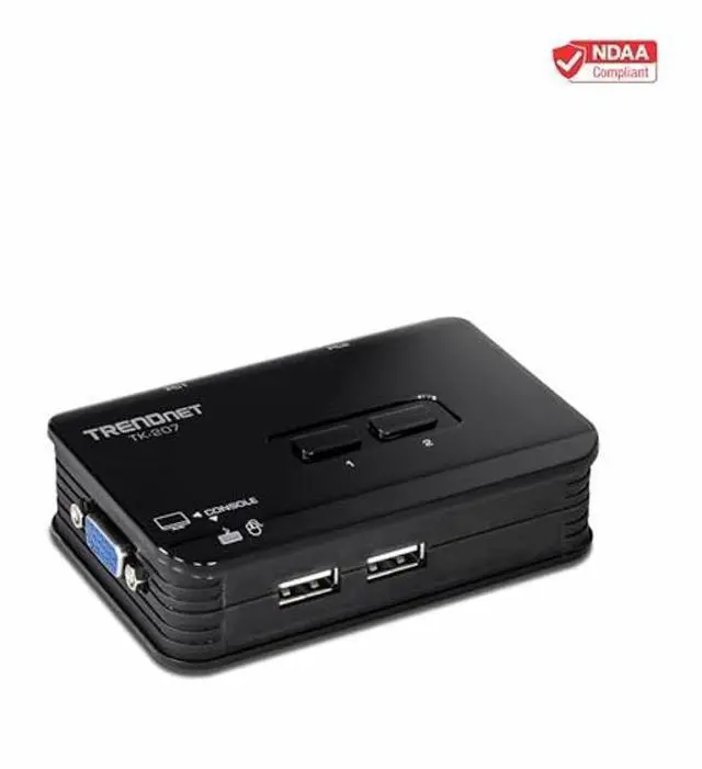 Alt view image 3 of 5 - TRENDnet 2-Port USB KVM Switch, TK-207K, Control Two Computers with One Set of Console Controls, 2048 x 1536 Resolution, 60Hz Refresh Rate, All Required Cabling Included