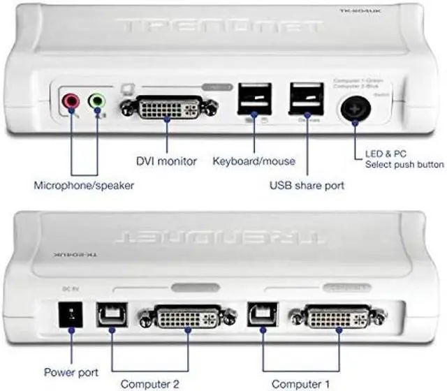 Alt view image 2 of 5 - TRENDnet 2-Port DVI USB KVM Switch & Cable Kit with Audio, Manage Two PCs, 2 x USB Keyboard & Mouse Ports, 2 x Bonus USB 2.0 Ports, 2 Way Audio Support, TK-204UK
