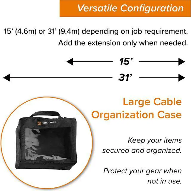 Alt view image 4 of 5 - Tether Tools TetherBoost Pro USB-C Cable System 31 ft. (9.4m) with Core Controller, & TetherGuard Extension Lock (USB-C to Micro-B) - Orange