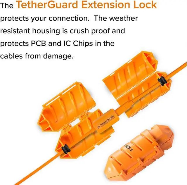 Alt view image 5 of 5 - Tether Tools TetherBoost Pro USB-C Cable System 31 ft. (9.4m) with Core Controller, & TetherGuard Extension Lock (USB-C to Micro-B) - Orange
