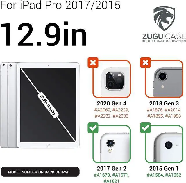Alt view image 2 of 5 - ZUGU CASE 2017/2015 iPad Pro 12.9 inch (Old Model) 1st & 2nd Gen Case Prodigy X, Very Protective But Thin, Convenient Magnetic Stand, Sleep/Wake Cover for Men & Women, Black