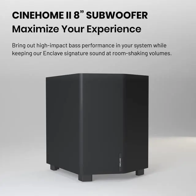 Alt view image 2 of 5 - CineHome II 8" Subwoofer - Plug and Play Wireless Down-Firing Sub Powered by Custom Class-D Digital Amplifier for Deep Bass - for Enclave CineHome II Wireless Home Theater Surround Sound System