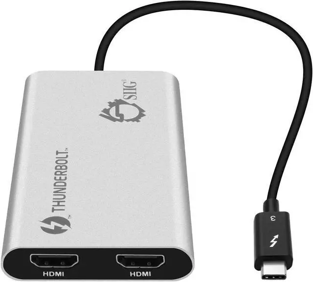 Main image of SIIG Thunderbolt 3 to Dual HDMI 2.0 Port Display Adapter at 4K 60Hz - Intel Thunderbolt 3 Certified - Windows/MacBook Pro/Chromebook/XPS/Surface Book - Supports Two 4K 60Hz Monitors Simultaneously