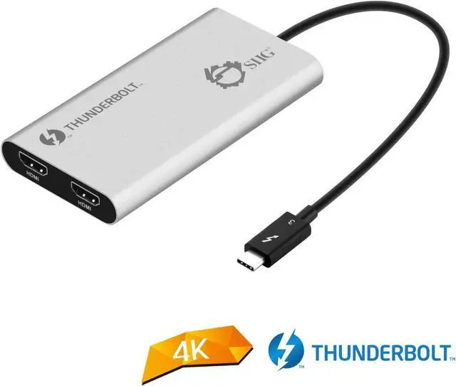 Alt view image 2 of 5 - SIIG Thunderbolt 3 to Dual HDMI 2.0 Port Display Adapter at 4K 60Hz - Intel Thunderbolt 3 Certified - Windows/MacBook Pro/Chromebook/XPS/Surface Book - Supports Two 4K 60Hz Monitors Simultaneously
