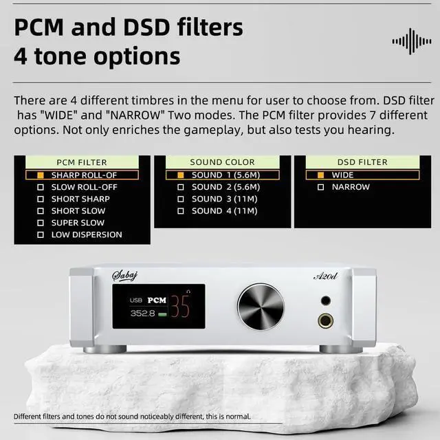 Alt view image 2 of 5 - SABAJ A20d 2023 Version Decoding and Ear Amplifier all-in-one Machine,AK4499X+AK4191EQ Chip,3*OPA1612,Supporting MQA and MQA-CD Full Decoding,Bluetooth 5.0,LDAC,Apt-X HD,Native DSD512 and 32bit/768kHz