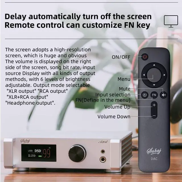 Alt view image 5 of 5 - SABAJ A20d 2023 Version Decoding and Ear Amplifier all-in-one Machine,AK4499X+AK4191EQ Chip,3*OPA1612,Supporting MQA and MQA-CD Full Decoding,Bluetooth 5.0,LDAC,Apt-X HD,Native DSD512 and 32bit/768kHz