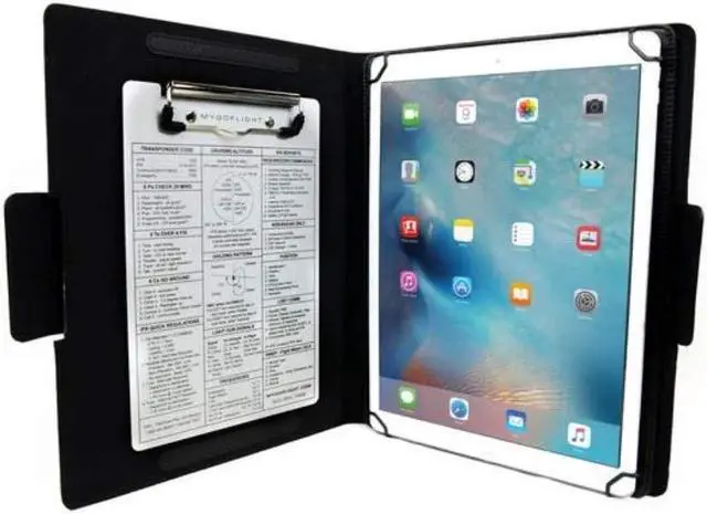 Alt view image 2 of 5 - MYGOFLIGHT Universal Extra-Large Leather Folio C EFB Pilot Kneeboard and Clipboard  Fits Apple iPad 12.9, iPad Pro 12.9, Samsung Galaxy 12, and All Other 12-13" Tablets