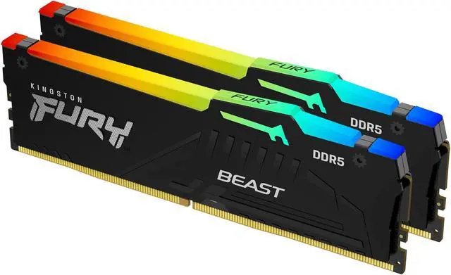 Alt view image 2 of 5 - Kingston Fury Beast 64GB (2x32GB) 6000MT/s DDR5 CL36 RGB Desktop Memory Kit of 2 | Infrared Syncing | AMD Expo | Plug N Play | KF560C36BBEAK2-64