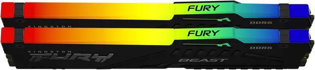 Alt view image 3 of 5 - Kingston Fury Beast 64GB (2x32GB) 6000MT/s DDR5 CL36 RGB Desktop Memory Kit of 2 | Infrared Syncing | AMD Expo | Plug N Play | KF560C36BBEAK2-64