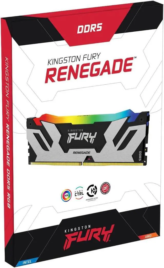 Alt view image 3 of 3 - Kingston FURY Renegade RGB 32GB (2x16GB) 7200MT/s DDR5 CL38 DIMM Desktop Memory (Kit of 2) | Intel XMP 3.0 | Infrared Sync Technology | Overclocking Stability | KF572C38RSAK2-32