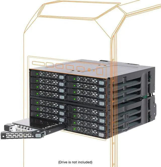 Alt view image 5 of 5 - ICY DOCK Full Metal 16 x 2.5 SAS/SATA HDD/SSD Mobile Rack Enclosure for 2 x 5.25 Bay (4 x MiniSAS HD) | ToughArmor MB516SP-B