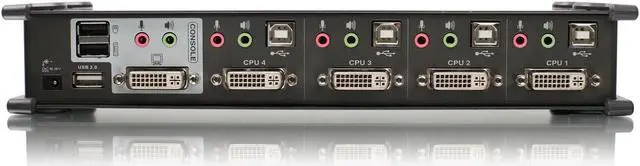 Alt view image 3 of 4 - IOGEAR 4-Port DVI KVMP Switch - 1920 x 1200 60Hz - LED Display - Auto Scan Mode - 2.1 Audio w/Mic - 2 USB 2.0 Hub For Peripherals Sharing - Plug n Play - Win Linux Mac Sun - TAA Compliance - GCS1104