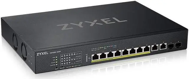 Main image of ZYXEL 12-Port PoE Switch Multi-Gigabit Ethernet Smart (XS1930-12HP) - Managed, with 8X 10G PoE++ @ 375W, 2X 10G Ethernet, 2X 10G SFP+, Optional Nebula Cloud, Rackmount, Limited Lifetime Protection