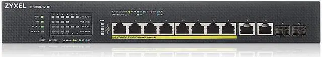 Alt view image 2 of 5 - ZYXEL 12-Port PoE Switch Multi-Gigabit Ethernet Smart (XS1930-12HP) - Managed, with 8X 10G PoE++ @ 375W, 2X 10G Ethernet, 2X 10G SFP+, Optional Nebula Cloud, Rackmount, Limited Lifetime Protection