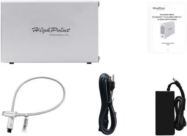 Alt view image 5 of 5 - HighPoint Technologies Highpoint RocketStor 6661A-4USB Thunderbolt 3 to 4X 10Gb/s USB 3.1 Adapter