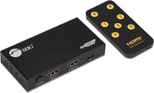 Main image of SIIG 2x2 HDMI Splitter and Switch 4K 60Hz HDR, HDCP Bypass 2.2, EDID - Digital and PCM 7.1 Audio - IR Remote Control, 2 in 2 Out (CE-H26D11-S1)