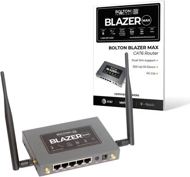 Main image of Bolton Technical Blazer Max | 4G LTE CAT6 WiFi 6 Portable Cellular Router | Up to 1.2 Gbps speeds for Verizon, T-Mobile, AT&T