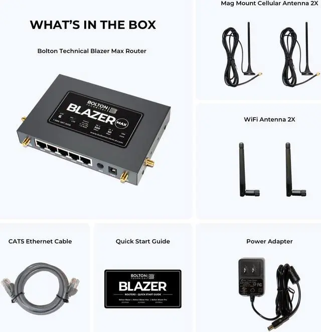 Alt view image 2 of 5 - Bolton Technical Blazer Max | 4G LTE CAT6 WiFi 6 Portable Cellular Router | Up to 1.2 Gbps speeds for Verizon, T-Mobile, AT&T