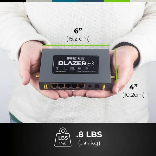 Alt view image 5 of 5 - Bolton Technical Blazer Max | 4G LTE CAT6 WiFi 6 Portable Cellular Router | Up to 1.2 Gbps speeds for Verizon, T-Mobile, AT&T