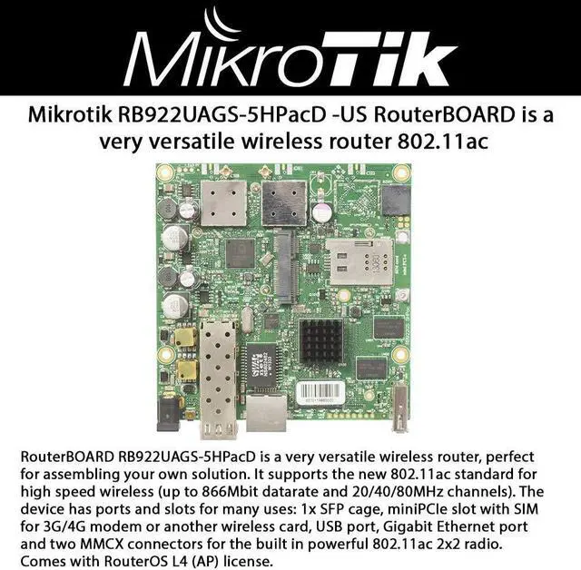 Alt view image 2 of 2 - Mikrotik RB922UAGS-5HPacD -US Version RouterBOARD is a very versatile wireless router 802.11ac 128MB 1xSFP OSL4 PoE USB