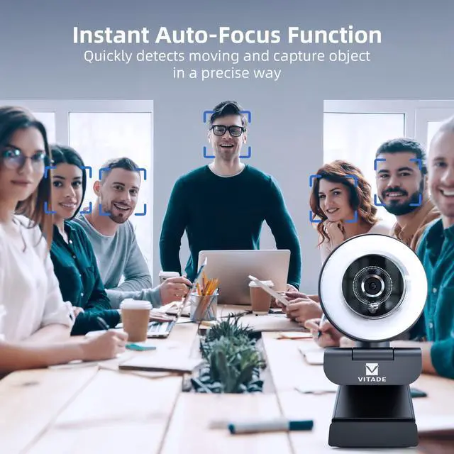 Alt view image 5 of 5 - VITADE Streaming Webcam with Adjustable Ring Light, Full HD 1080P Webcam with Dual Microphones and Advanced Auto-Focus,Pro Web Camera for Online Learning, Zoom Meeting Skype Teams, Gaming Laptop