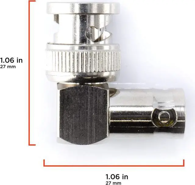 Alt view image 3 of 5 - THE CIMPLE CO - BNC 90 Degree Adapter, Male to Female Converter, Elbow Coax Connector, Right Angle Coaxial Coupler, UL Listed, 25 Pack