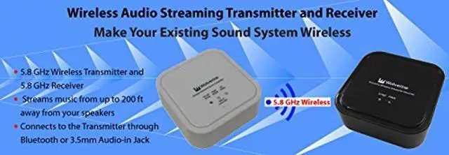 Alt view image 2 of 3 - Wolverine 5.8GHz and Bluetooth Wireless Audio Transmitter and Receiver Adapter to Wirelessly Stream Music to Your Existing Sound System.