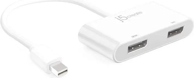 Alt view image 2 of 5 - j5create Mini DisplayPort to Dual DisplayPort Adapter Mini-DisplayPort (20 Pin) Male | Dual Female DisplayPort (20 Pin) | Compatible with Windows Devices