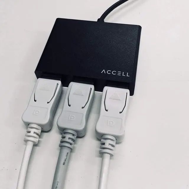 Alt view image 4 of 5 - Accell USB-C DisplayPort Multi-Monitor Splitter - DisplayPort 1.2 Multi-Stream Transport (MST) Hub - 1x USB-C Connector (Thunderbolt 3 Compatible), 3X DP 1.2 outputs, 4K UHD @60Hz, Black (U226B-001B)