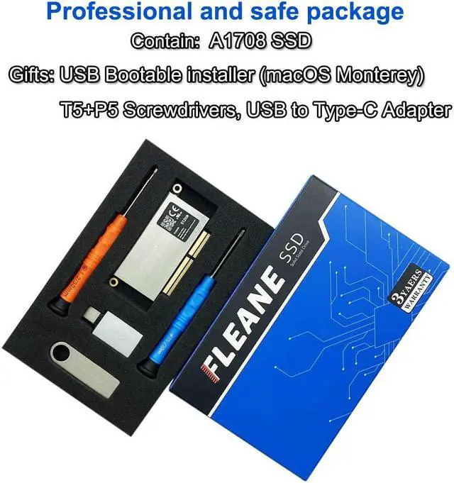 Alt view image 3 of 5 - FLEANE MZ17C 512GB PCIe NVMe SSD for 2016 2017 MacBook Pro A1708 Upgrade Capacity (512GB)