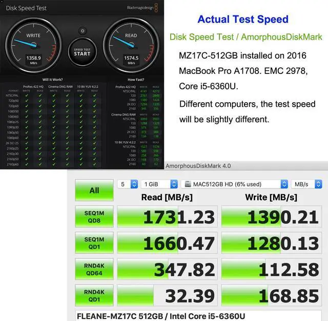 Alt view image 4 of 5 - FLEANE MZ17C 512GB PCIe NVMe SSD for 2016 2017 MacBook Pro A1708 Upgrade Capacity (512GB)