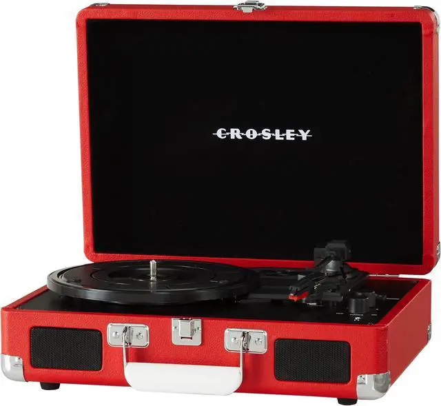 Alt view image 3 of 5 - Crosley CR8005DP-RE1 Cruiser Plus Vintage 3-Speed Bluetooth in/Out Suitcase Vinyl Record Player Turntable, Red