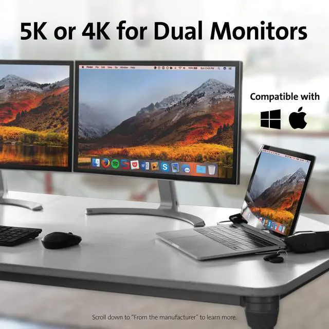 Alt view image 3 of 5 - Kensington LD5400T Thunderbolt 3 Universal Dual 4K Dock with K-Fob Smart Lock - 85W PD (K33476NA)
