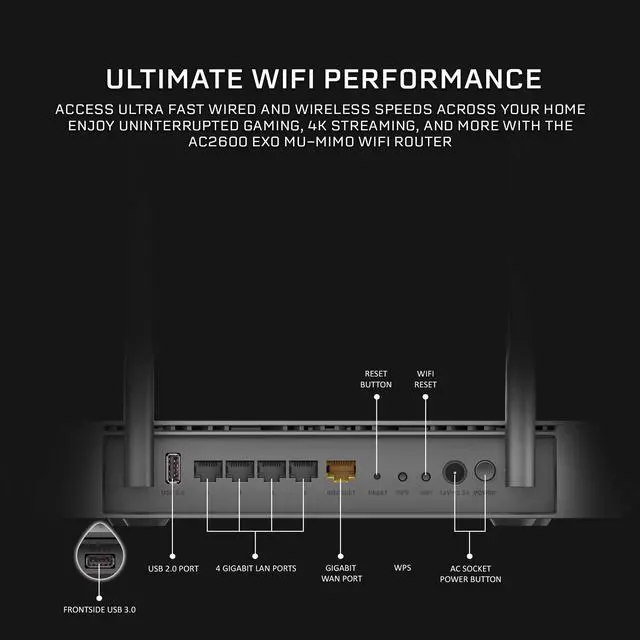 Alt view image 2 of 5 - D-Link WiFi Router, AC2600 MU-MIMO Dual Band Gigabit 4K Streaming and Gaming with USB Ports, 4x4 Wireless Internet for Home (DIR-882-US), Black