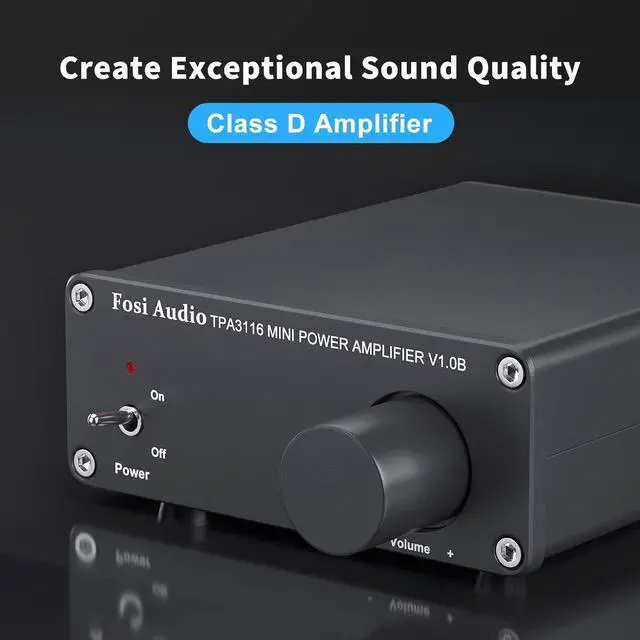 Alt view image 3 of 5 - Fosi Audio V1.0B 2 Channel Amplifier Stereo Audio Amp Mini Hi-Fi Class D Integrated TPA3116 Amp for Home Speakers 50W x 2 with 19V 4.74A Power Supply