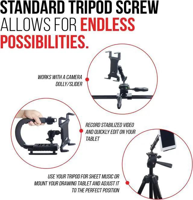 Alt view image 5 of 5 - Tablet Mount for Tripod |Enduro Series| Spring Cradle | 1/4"-20 Screw Mountable | Compatible with iPad, Galaxy and more. Commercial Grade Parts