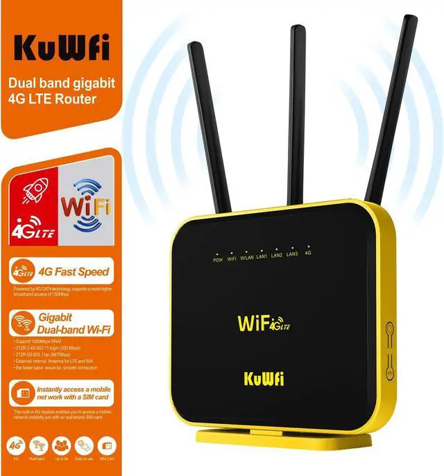 Alt view image 4 of 5 - KuWFi Hotspot 4G LTE No SIM Card Router 1200Mbps Dual Band Gigabit WiFi External Antenna with US 2GB Data vSIM Router Offer high-Speed Data Plans to accommodate RV orRural No Contract Plug and Play