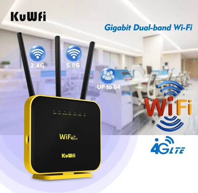 Alt view image 5 of 5 - KuWFi Hotspot 4G LTE No SIM Card Router 1200Mbps Dual Band Gigabit WiFi External Antenna with US 2GB Data vSIM Router Offer high-Speed Data Plans to accommodate RV orRural No Contract Plug and Play