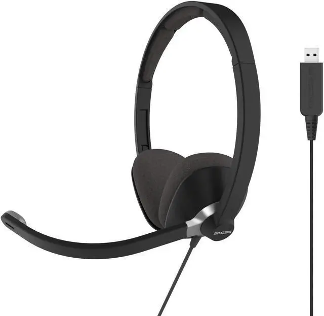 Main image of Koss CS300-USB Double-Sided On-Ear Communication Headset, Noise Cancelling Electret Microphone, Flexible Microphone Arm, Wired with USB Plug, Black
