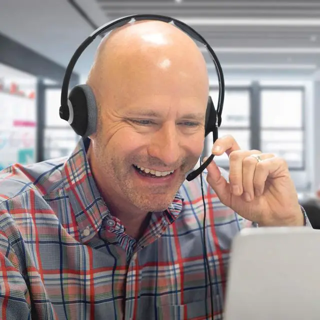 Alt view image 4 of 4 - Koss CS300-USB Double-Sided On-Ear Communication Headset, Noise Cancelling Electret Microphone, Flexible Microphone Arm, Wired with USB Plug, Black