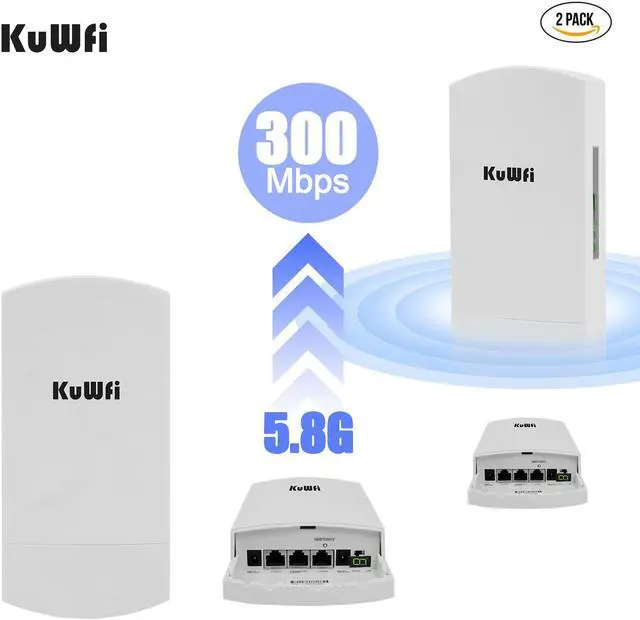 Alt view image 3 of 5 - Outdoor Wireless Bridge, KuWFi 5.8G 3KM Transmission WiFi Point to Point Wireless Ethernet Bridge Router, with 3 RJ45 LAN Ports, Pre-Program, 48V PoE, 2-Packs