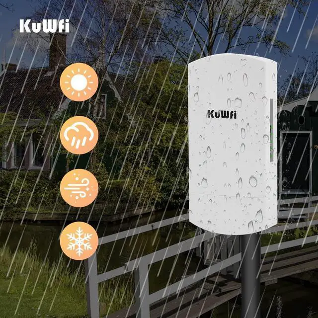 Alt view image 5 of 5 - Outdoor Wireless Bridge, KuWFi 5.8G 3KM Transmission WiFi Point to Point Wireless Ethernet Bridge Router, with 3 RJ45 LAN Ports, Pre-Program, 48V PoE, 2-Packs