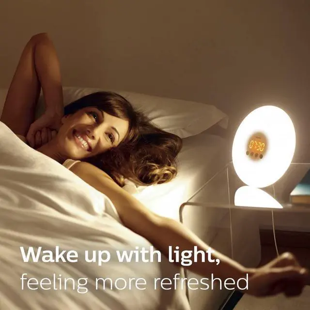 Alt view image 2 of 5 - Philips SmartSleep Wake-Up Light Therapy Alarm Clock with Sunrise Simulation, White, HF3500/60